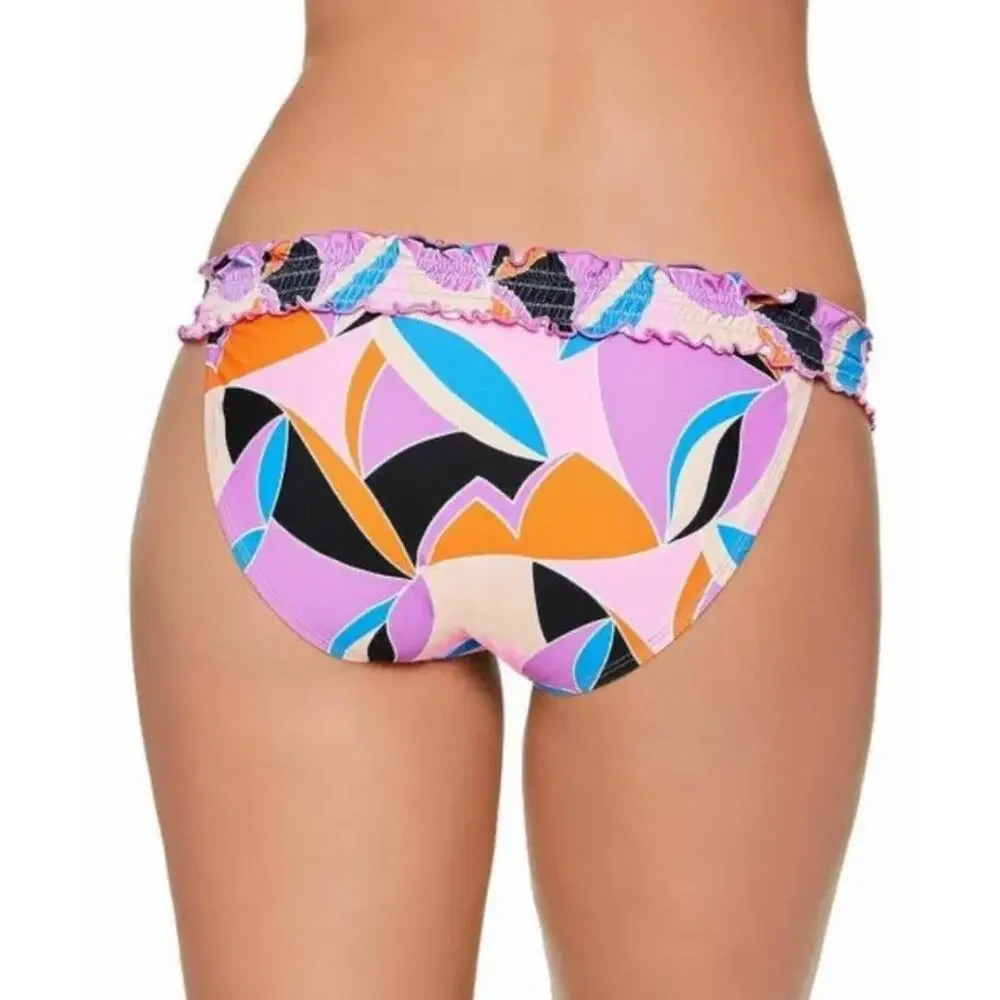 Salt & Cove Retro Print Smocked Hipster Bikini Bottom - M